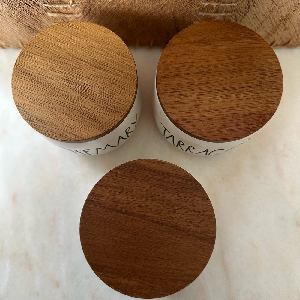 Rae Dunn Ceramic Spice Jars with Wood Lid - Picture 2 of 7